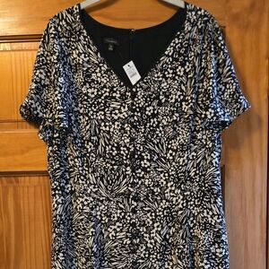 Floral Black and White Dress